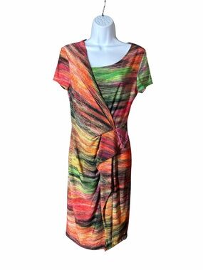 BCBGMaxAzria Multicolor Draped Knit Midi Dress
